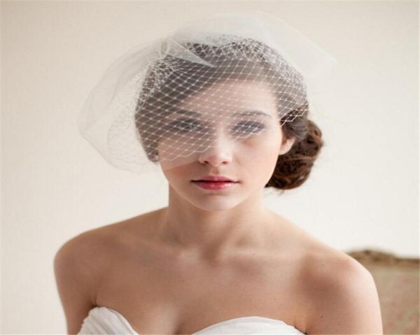 Fashion Wedding Bridal White Birdcage Veils Blusher Veils Face Net With Hair Peigt Accessoires Headry Party Prom Prom Headdr8636062
