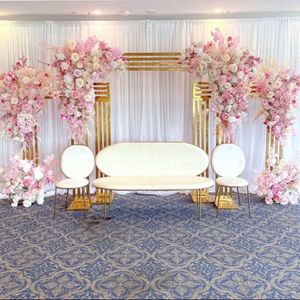 Mode Bruiloft Decoratie Boog Geometrie Vergulde Smeedijzeren Plank Scherm Bloem Stand Voor Feest Evenement Achtergrond Layout