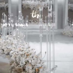 Mode bruiloft decoratie middelpunt candelabra duidelijke kandelaar acryl kandelaars voor evenementenfeestjes 12 pc's zee shiiping