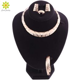 Mode bruiloft Dubai Afrika Nigeria Afrikaanse sieraden set goud-kleur ketting oorbellen romantische vrouw bruids sieraden sets 210706