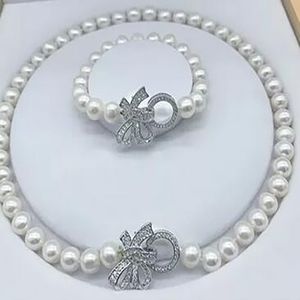 Jewelry de boda de moda 8-9 mm Sets de pulsera de collar de perlas de agua dulce