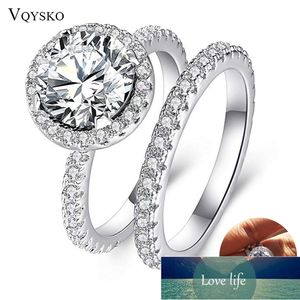 Bague de mariage de mode ensemble pour femmes hommes blanc carré Zircon à la mode cuivre fiançailles bijoux plaqué argent fête cadeaux d'anniversaire prix usine conception experte qualité