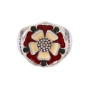 Fashion Westwoods émail Tudor Rose Ring Colored Glazed Multi couches Flower Gold plaqué Middle Ancient Style Nail