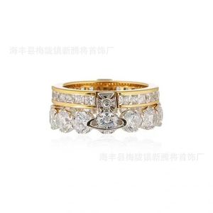 Fashion Westwoods en porte une double couches en un anneau.peut diviser l'ongle de bague assortie en diamant complet