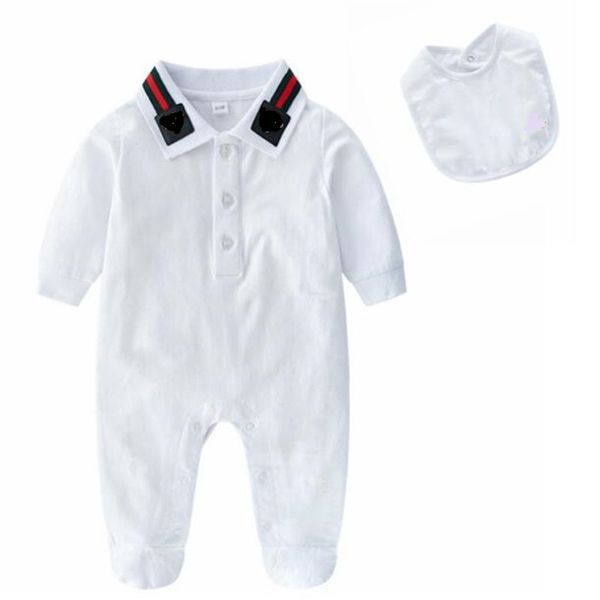 Mode blanc bébé barboteuses mignon dessin animé abeille à manches longues enfants combinaison 100% coton bébé vêtements