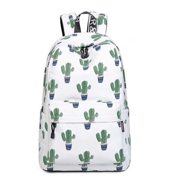 Sac à dos de mode blanc pour les adolescentes imprimées cactus femme ordinateur portable Sac à dos étanche d'étude d'étudiant école décontractée backpac5612438