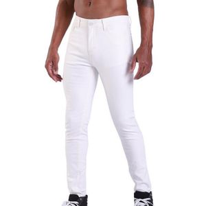 Mode jean blanc 2019 nouveaux hommes jean coupe ajustée hommes imprimé jean Biker Denim Pants253W