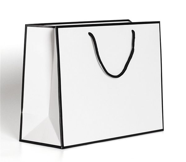 Mode Blanc Kraft Papier Sac À Main Bonne Tolérance Lourde Fourre-tout Paquet Vêtements Chaussure Cap Cadeau Emballage Wrap Nouvelle Arrivée 1 86gr L2