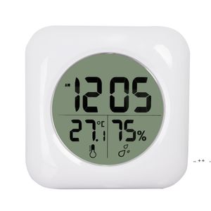 Mode Blanc LCD NOUVEAU Douche étanche Salle de bain Horloge murale Température Thermomètre Hygromètre Jauge Moniteur Humidité RRE11116