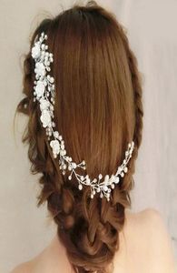 Mode Witte Parels Bruidshoofddeksels Haarspelden Bloemen Bloem Sieraden Bruids Half Up Bruidharen Accessoires Vintage Krans Weddi2897333