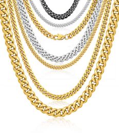 Mode Wholale Women Collier Bijoux personnalisé Collier de chaîne de liaison cubaine en acier en acier de 16 pouces 10 mm