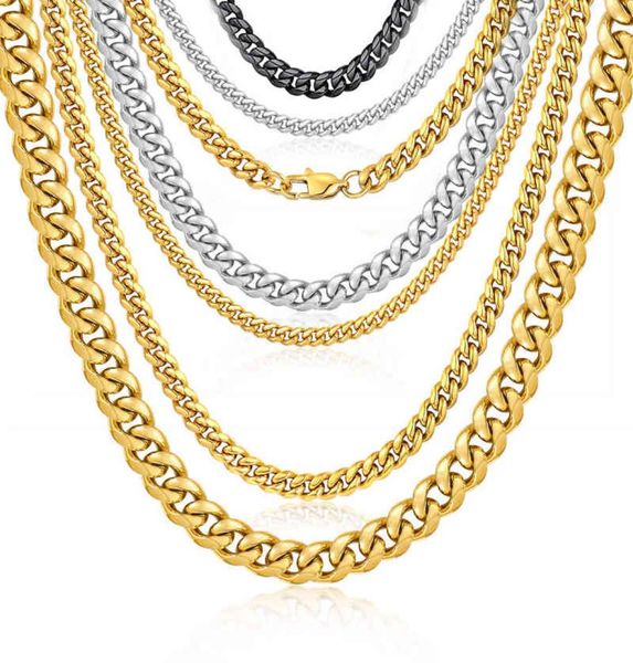 Mode Wholale Women Collier Bijoux personnalisé Collier de chaîne de liaison cubaine en acier en acier Gold 10 mm 10 mm