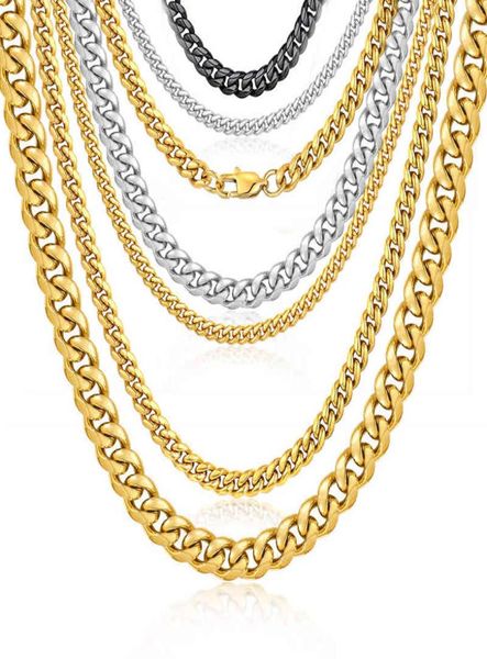 Mode Wholale Women Collier Bijoux personnalisé Collier de chaîne de chaîne de liaison cubaine en acier en acier Gold 10 mm 10 mm