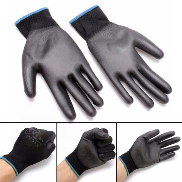 Moda- Venta al por mayor 12 pares de guantes de trabajo recubiertos de nitrilo Seguridad de nailon Fábrica de trabajo Reparación de jardín Guantes protectores Moda caliente