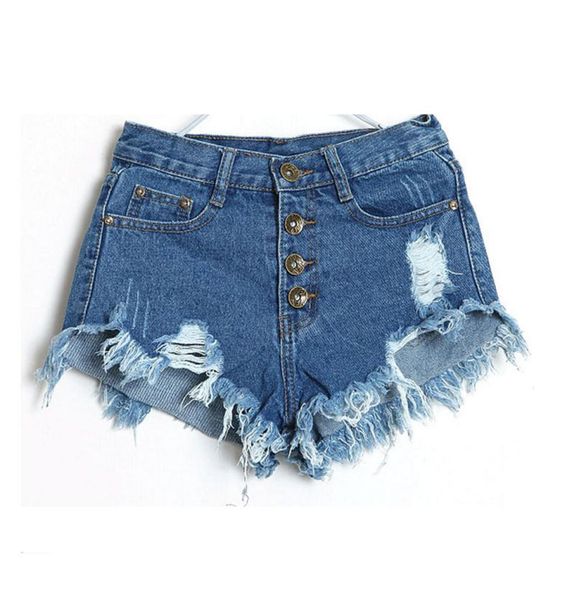 Fashion-Wholesale - Shorts denim jeans Femmes Nouveau 2020 Été dames Tassel Hole High Taies Sexy Mini Shorts pour femme Black Blue Pink5706998