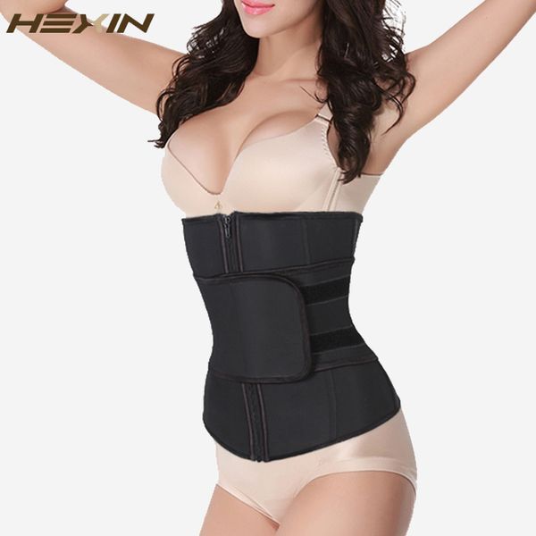 Mode-Gros- HEXIN Ceinture Abdominale Haute Compression Fermeture Éclair Plus La Taille Latex Serre-Taille Corset Underbust Corps Sweat Taille Formateur