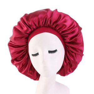 Mode brede band motorkap Satin Cheveux Nuit Women Chemo Cap Beauty Salon Cap Satin Bonnet Head Cover Hat3329