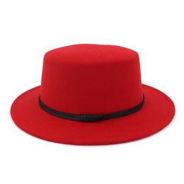 Mode brede rand elegante dame wol varkensvlees taart bootser platte hoed voor dames heren vilt Fedora gokker hoed cloche bowler hoeden