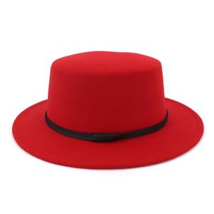 Fashion Wide Brim Elegant Lady Wool Pork Pie Boater Flat Hat For Women's Men's Filt Fedora Gambler Hat Cloche Bowler2839