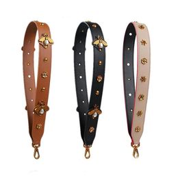 Mode large cuir perle abeille sac à bandoulière sangle nouveau Long Rivet fleur bandoulière sangle sac à main ceinture coloré sac accessoire 313S