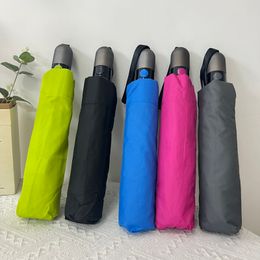 Mode winddichte heer paraplu's buiten regenachtige makaron vaste kleur paraplu luxe ontwerper mannen volledige automatische drievoudige vrouw draagbare paraplu