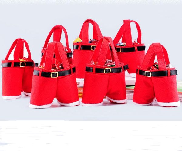 Mode Bouteille De Vin Sacs Père Noël Pantalon Kawaii Bonbons Sac Pour Cadeau De Noël Décorations De Fête De Mariage Articles Rouge Couleur SN1435