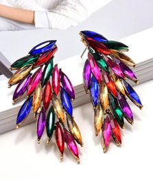 Boucles d'oreilles en forme d'aile de mode évidé en métal cristaux colorés boucles d'oreilles en strass fins accessoires de bijoux pour les femmes 2206306473922