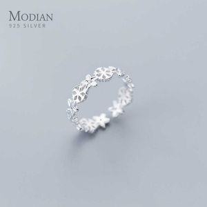 Mode Winter 925 Sterling Zilveren Sneeuwvlok Bloem Stapelbare Vinger Ringen voor Vrouwen Eenvoudige Ring Fijne Sieraden Girl Gift 210707