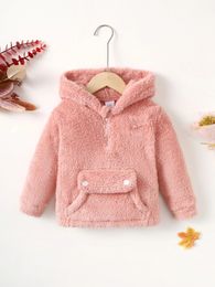 Manteau d'hiver à la mode pour enfants filles, pull à capuche en peluche à manches longues avec poche, vêtements chauds à porter de 2 à 8 ans, 231226