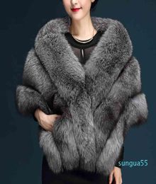 Fashion hiver temps froid faux renard fourrure pashmina super grande patchwork wraps châle luxueuse écharpe chaude volé7298407