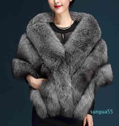 Fashion Winter Fría Foux Fox Fur Pashmina súper grandes Patchwork Wraps Bride Shawl lujo bufanda cálida tibio1112041