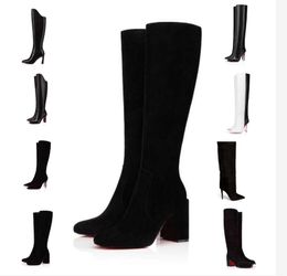 Mode Winter Eleonor Frauen Kniestiefel Schwarz Kalbsleder Reds-Bottom Stiefel Spitzschuh Stiletto Heel Lady Booties Party Hochzeit EU35-43, Originalverpackung