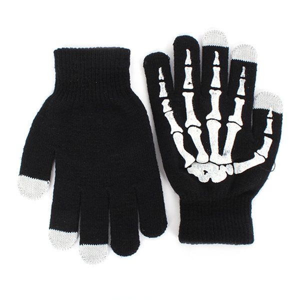 Fashion-Winter Full Finger Gants Squelette Tricotés Unisexe Écran Tactile Ghost Bone