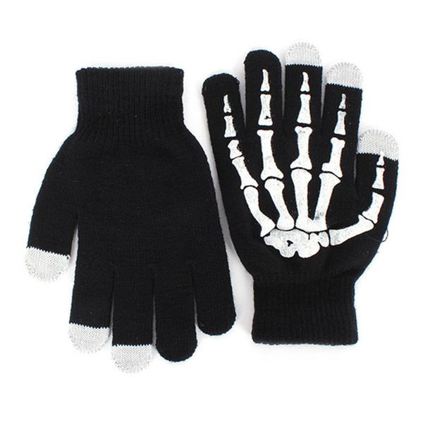 Fashion-Winter Full Finger Gants Squelette Tricotés Unisexe Écran Tactile Ghost Bone275s