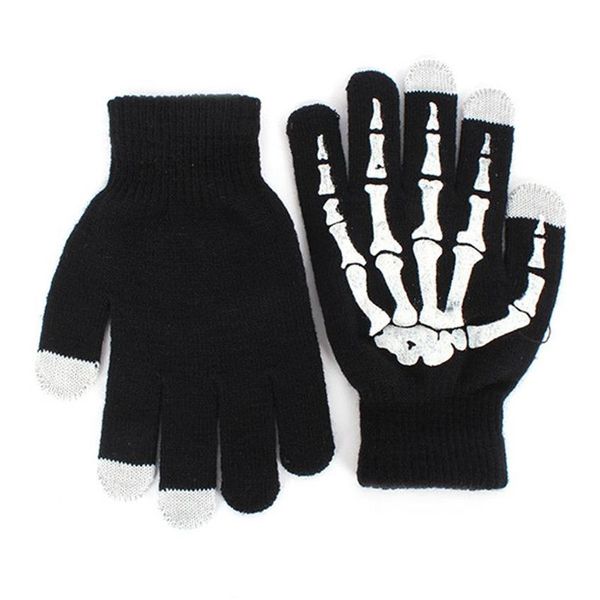 Mode-hiver doigt complet unisexe tricoté gants squelette fantôme os écran tactile 2713