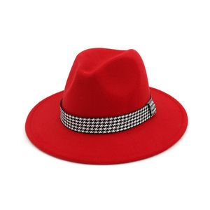 Moda-Sombrero de invierno Cubo Mujer Bowler Jazz Fedora Sombreros Cinta decorada Ala plana Panamá Trilby Derby Gambler Titfer