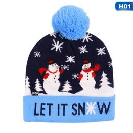 Moda- Sombreros de invierno Gorro de punto Colorido Brillante Suave Cálido Gorro Sombrero Papá Noel Sombrero de Navidad Decoraciones para fiestas Regalos de Año Nuevo