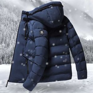 Mode Hiver Veste Hommes À Capuche Parka Hommes Chaud Coupe-Vent Manteau Mâle Épaissir Zipper Chaud Vestes Hommes Solide Vers Le Bas Manteaux M-4Xl 211129