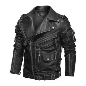 Fashion Winter Mens Leather Jacket Men Fashion Motorcycle PU Cool Zapperzakken Lagen Kleding 231227
