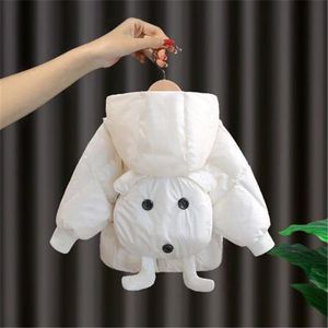 Mode hiver nouvelles filles coton veste vêtements pour enfants bébé manteau coréen blanc épaissir chaud enfants à capuche dessin animé Clother de haute qualité
