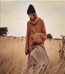 Mode winter oie pullover voor 2020 bruine coltrui winter vrouwen zweten lange mouwen warme dames trui dikke truien boho camis9187463