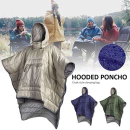 Moda invierno cálido Ponchos capas para mujeres hombres Color sólido usable saco de dormir al aire libre Camping senderismo montar motocicleta capa