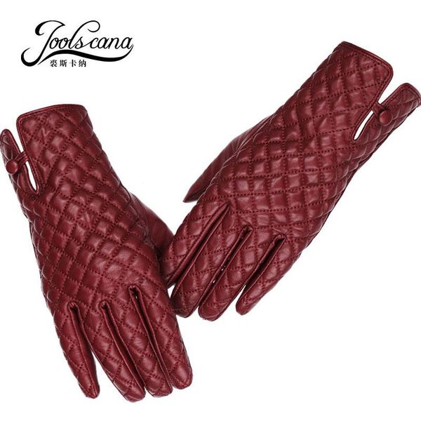 Gants d'hiver pour femmes, gants tactiles en cuir véritable, mitaines en peau de mouton importées d'Italie, tartan