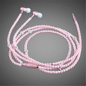 Mode Wired Oordopjes Ketting Oortelefoon Draagbare Hoofdtelefoon Oortelefoon Mode Dames Parel Ketting Mobiele Telefoon Headset ZPG232