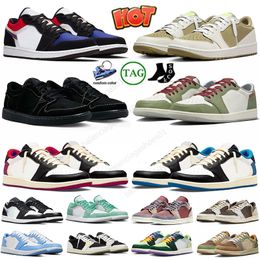 Fashion Wolf Grey 1s Basketbalschoenen Jumpman 1 Heren Dames Low OG Golf Olive UNC Zwart Phantom Mocha Doernbecher Lichtrookgrijs Sneakers Runner Big Size 13