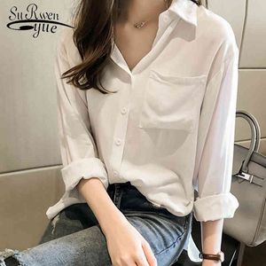 Mode vrouw blouses lange mouw vrouwen shirts kantoor werk dragen witte blouse shirt plus size tops Blusas 2071 50 210508