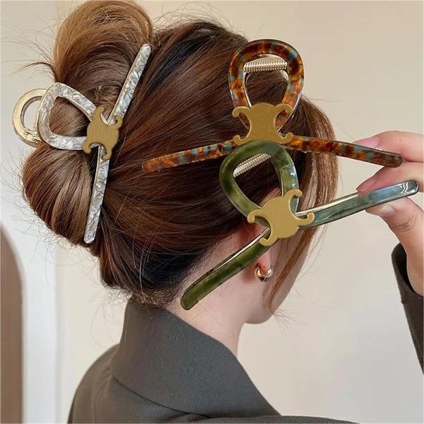 Pinzas para el pelo para mujer a la moda, diadema de diseñador, pinza de agarre de lujo, pinza para el pelo con letras rectangulares grandes, accesorio clásico para el cabello para niña