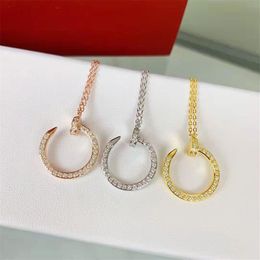 Moda mulher cheio de diamante prego colar de alta qualidade titânio aço amor pingente colar designer clássico jóias240s