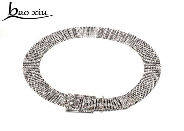 Mode Femme argent métal Ceintures Plein Strass cristal mariée large Ceintures Ventre Chaîne Ceinture De Luxe cool Ceinture Lady Ceinture Femme S17090546