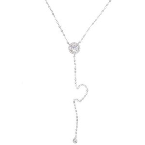 Mode Vrouwen 925 Sterling Zilver Grote CZ verharde Y Shape Ketting met Long Rose Goud Kleur Geplateerde Mode Link Chain Gift